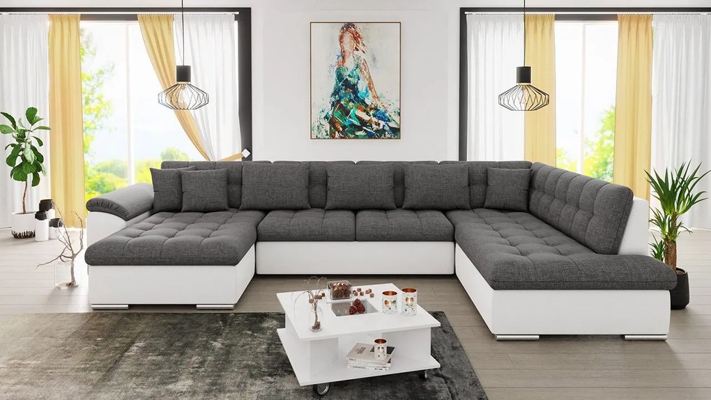 Rohová sedačka s funkciou spania Tony Sale, Dostupné poťahy: ekokoža Soft 017 + Lux 06 + Lux 05, Strana: Pravá