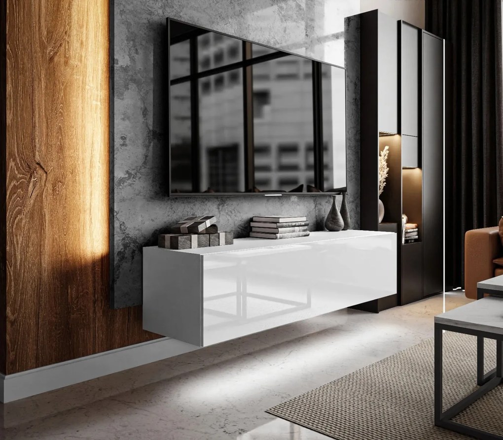 TV STOLÍK ELEGANTE 150 LED BIELY VYSOKÝ LESK