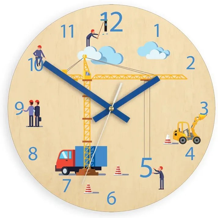 Detské nástenné hodiny Ami Stavenisko 30 cm viacfarebné