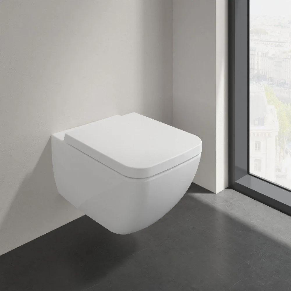 VILLEROY &amp; BOCH Collaro Combi-Pack, závesné WC s DirectFlush + WC sedátko s poklopom, s QuickRelease a Softclosing, Stone White, s povrchom CeramicPlus, 4626HSRW