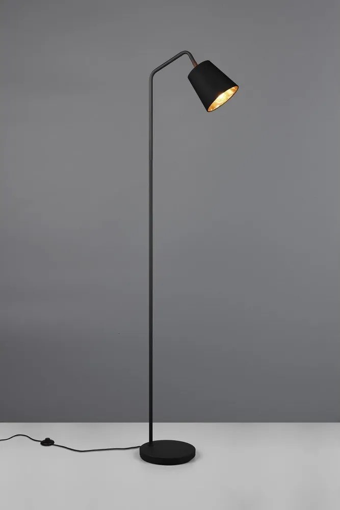 Čierna stojacia lampa s textilným tienidlom (výška 148 cm) Buddy – Reality