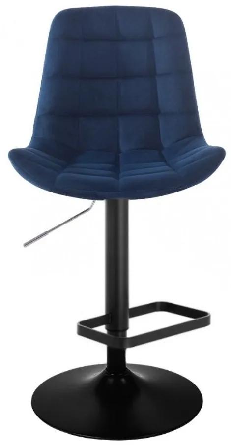 LuxuryForm Barová stolička PARIS VELUR na čiernom tanieri - modrá
