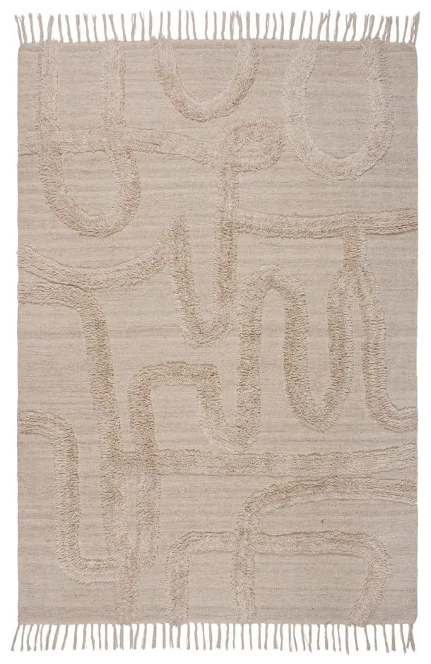 Béžový ručne tkaný vlnený koberec 200x290 cm Loma – Flair Rugs