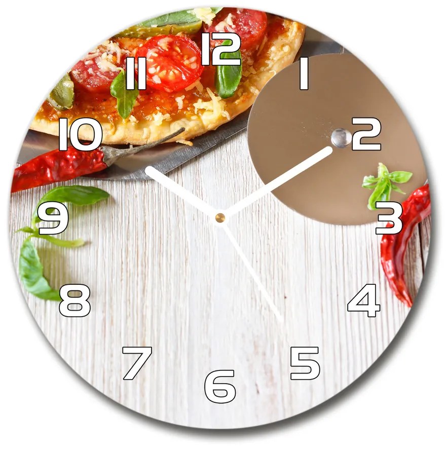Sklenené nástenné hodiny okrúhle Pizza pl_zso_30_f_68071696