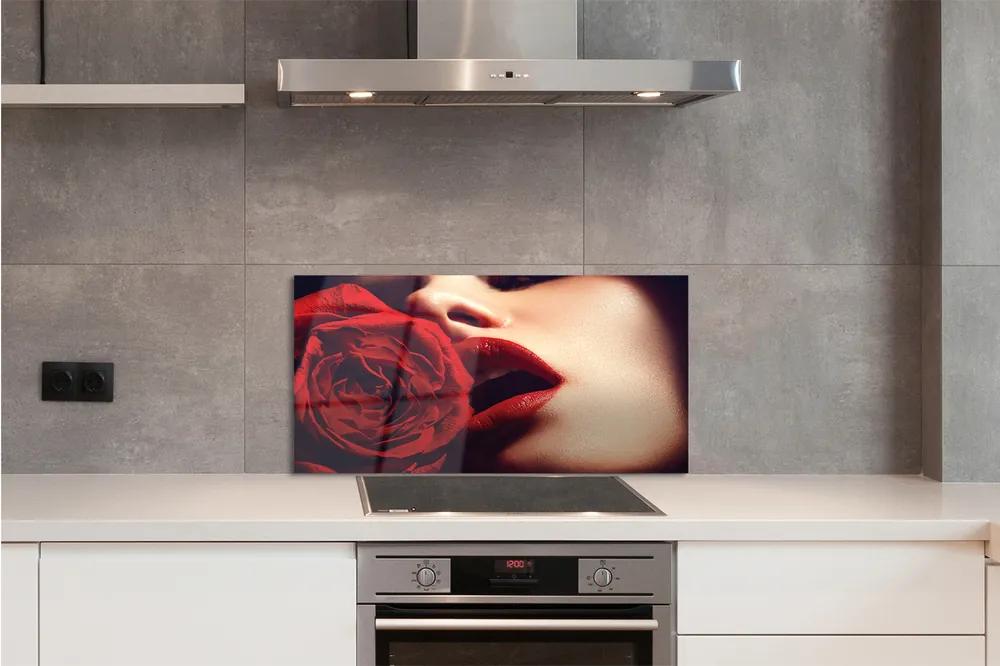 Nástenný panel  Rose žena v ústach 100x50 cm