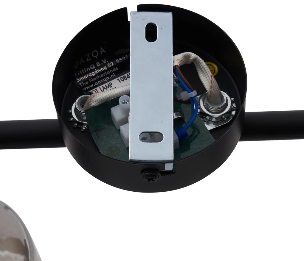 Moderné stropné svietidlo čierne s okrúhlym dymovým sklom 2-svetlo - Cilin