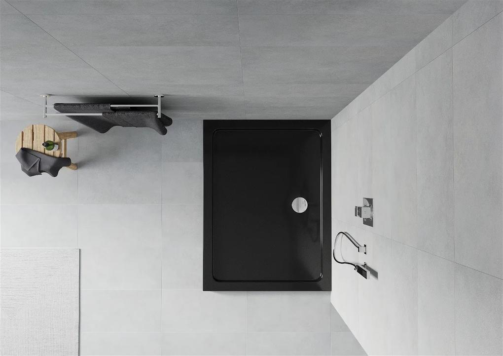 Mexen Slim, obdĺžniková sprchová vanička 130x100x5cm + chrómový sifón, čierna, 40701013