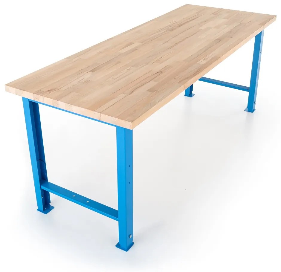 Výškovo nastaviteľný dielenský stôl Basic 220 x 80 cm, modrá