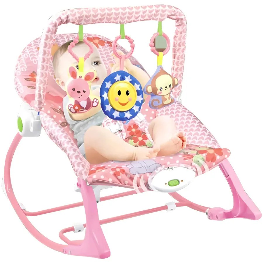 Vibrujúce, hudobné ležadlo do 18 kg, ružové