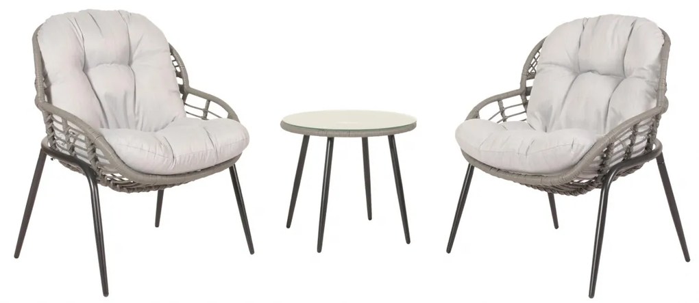 Súprava 2 kresielok a stolíka HWC-N33 - sivá, čalúnenie svetlosivá