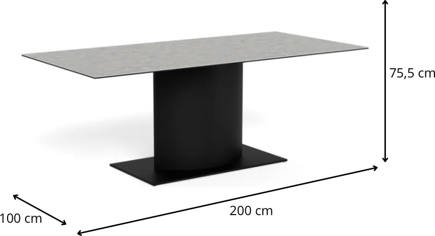 Jedálenský stôl Marbella 200 cm sivý mramor/čierny