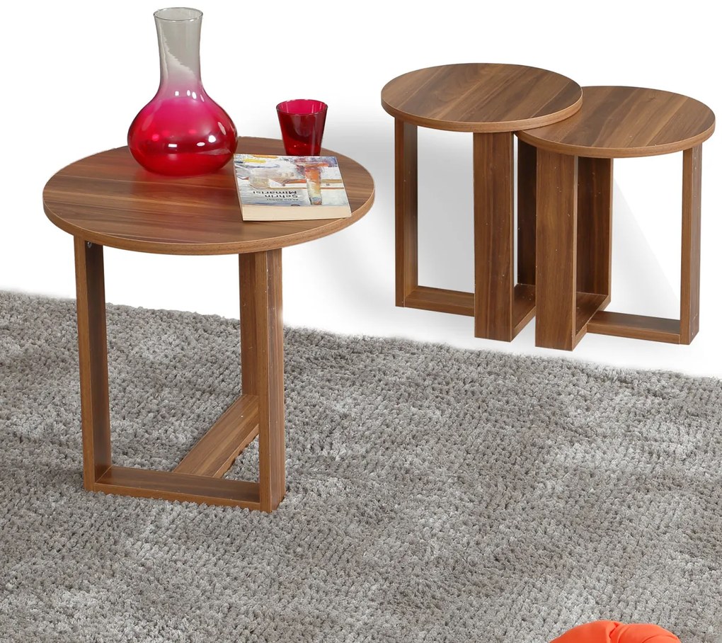 Odkladací stolík Mira Walnut, 3 ks