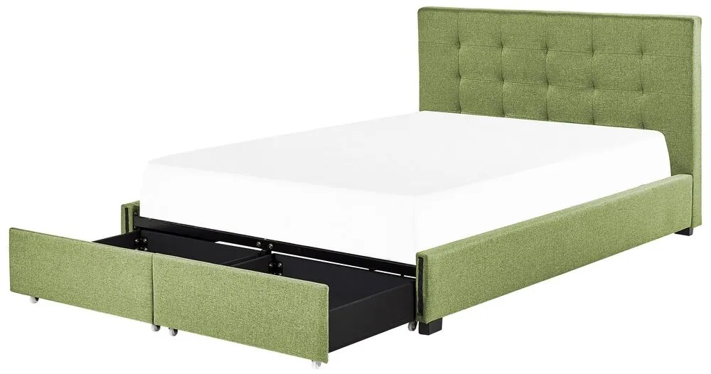 Manželská posteľ 180 cm Rhiannon (zelená) (s roštom a úložným priestorom). Vlastná spoľahlivá doprava až k Vám domov. 1075625