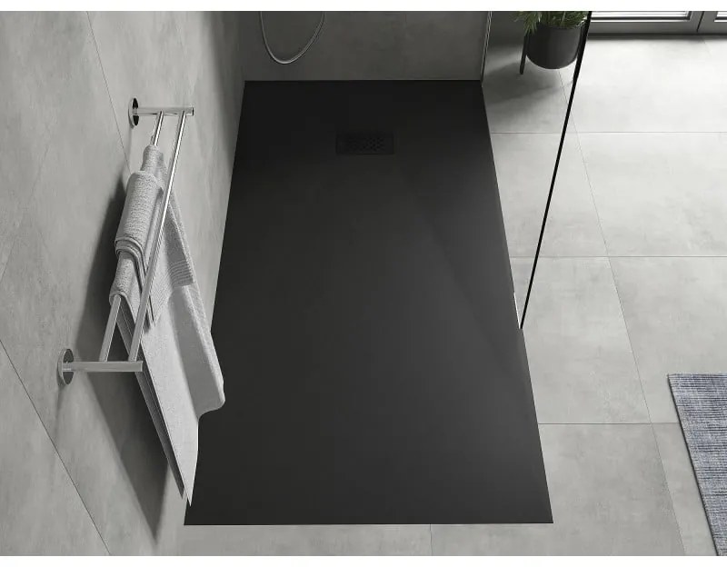 Mexen Hugo, obdĺžniková sprchová vanička SMC 180 x 80 cm, čierna, čierna krytka, 42708018-B