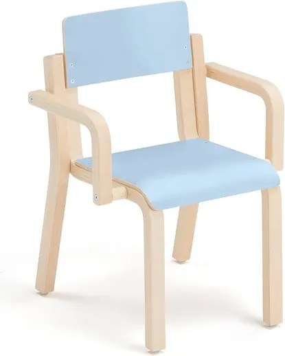 Detská stolička DANTE, s podrúčkami, výška 310 mm, breza/modrá