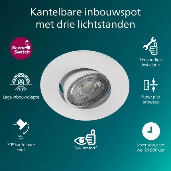 Philips - SADA 3x stmievateľné podhľadové svietidlo CILANTRO LED/5W/230V 2700K biela