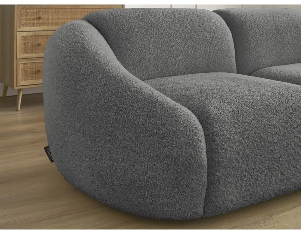 Sivá pohovka z textílie bouclé 230 cm Tina – Bobochic Paris