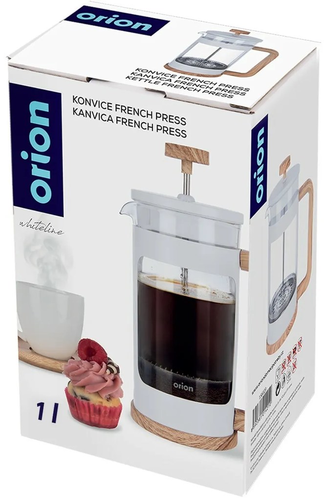 Orion Sklenená kanvica/french press Whiteline 1 l, 1 l