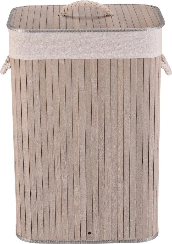Bambusový koš na bielizeň s vekom ZEN, sivý