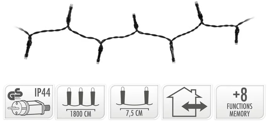 Vianočné svetielka 18 m/240 led studená biela