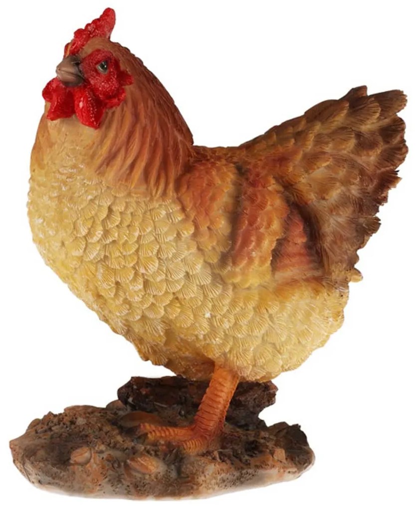 Záhradná figúrka z polyresinu Chicken, 19 cm, hnedá