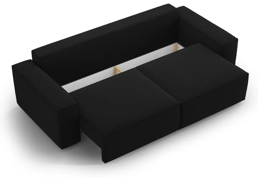 Čierna zamatová rozkladacia/s úložným priestorom pohovka 247 cm Jodie – Micadoni