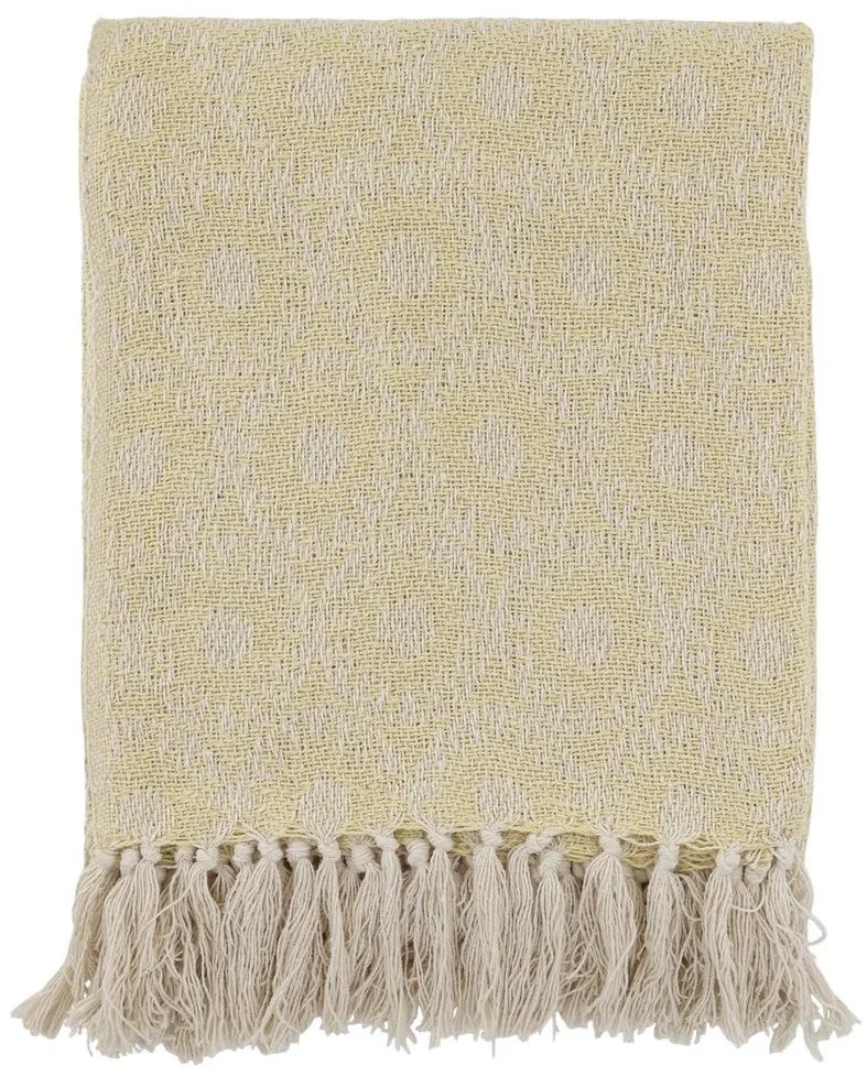 Béžovo-malinový pléd so vzorom a strapcami Aix - 130*150 cm