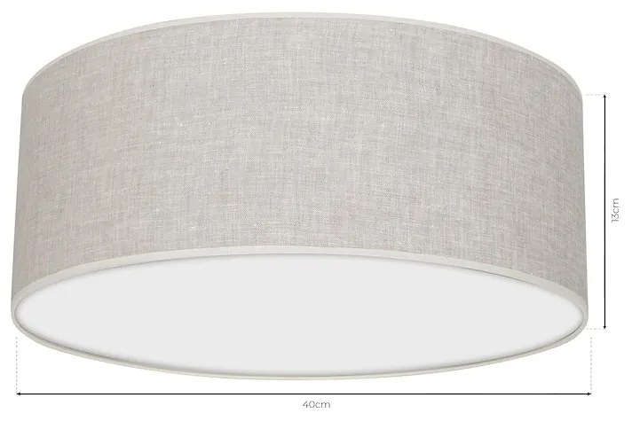 EUlight Stropné svietidlo Lino Round, 1x ľanové tienidlo, (biele plexisklo), (fi 40cm)