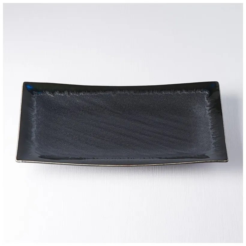 Tmavomodrý keramický tanier MIJ Matt, 33 x 19 cm