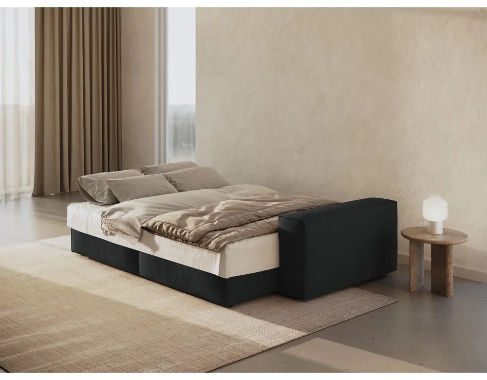Čierna rozkladacia pohovka z textílie bouclé 247 cm Jodie – Micadoni Home