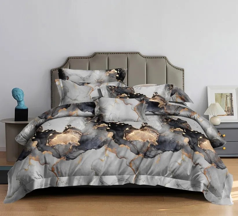 DomTextilu Dizajnové posteľné obliečky 2 časti: 1ks 140 cmx200 + 1ks 70 cmx80 Šedá 66705-240374