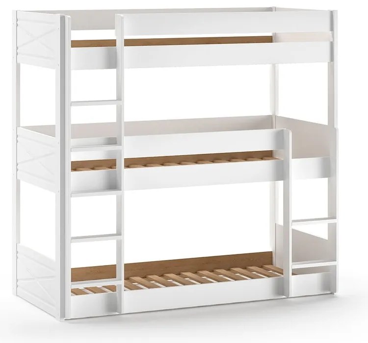 Biela poschodová detská posteľ z borovicového dreva 90x200 cm Scott – Vipack