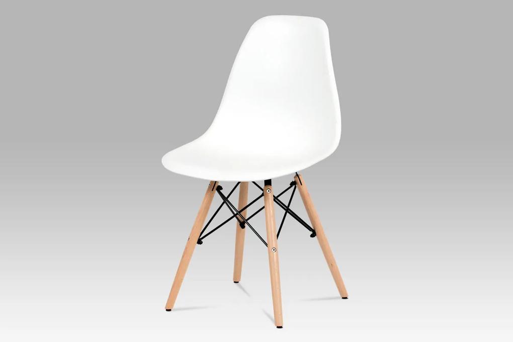 Jedálenská stolička s nadčasovým vzhľadom bielej farby