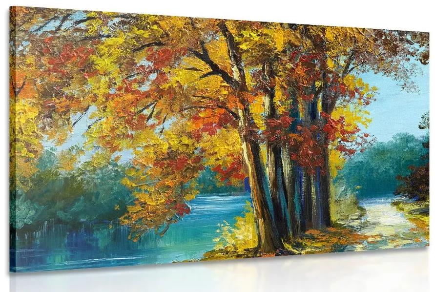 Obraz maľované stromy vo farbách jesene Varianta: 120x80