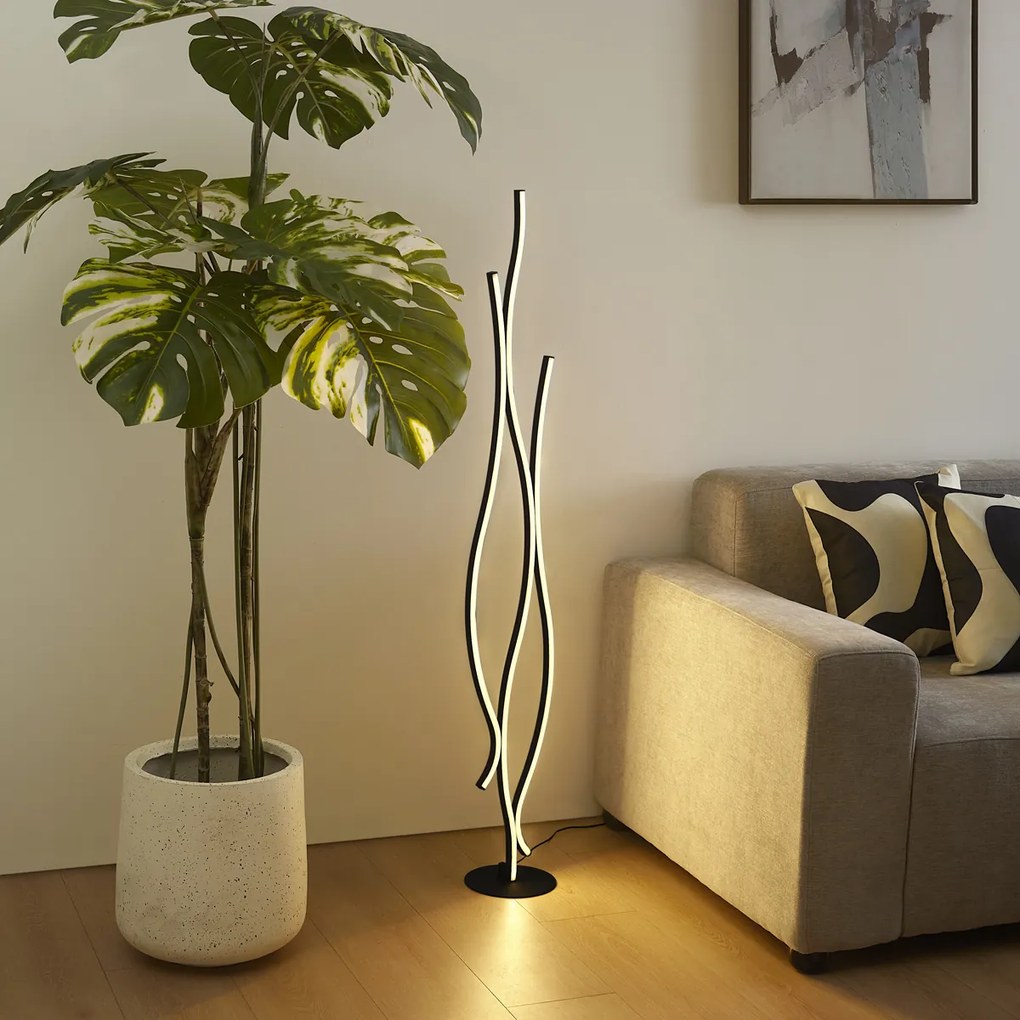 Dizajnová stojaca lampa čierna vrátane LED stmievateľná - Ying