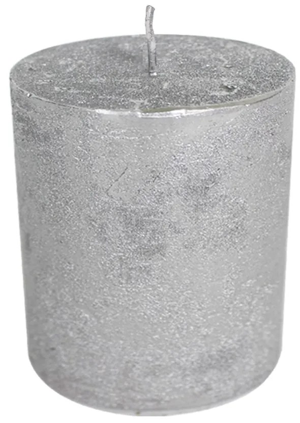 Strieborná nevonná sviečka XL valec - Ø 10*15cm
