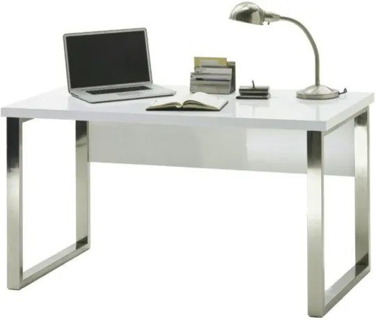 Sconto Písací stôl ABADON biela vysoký lesk