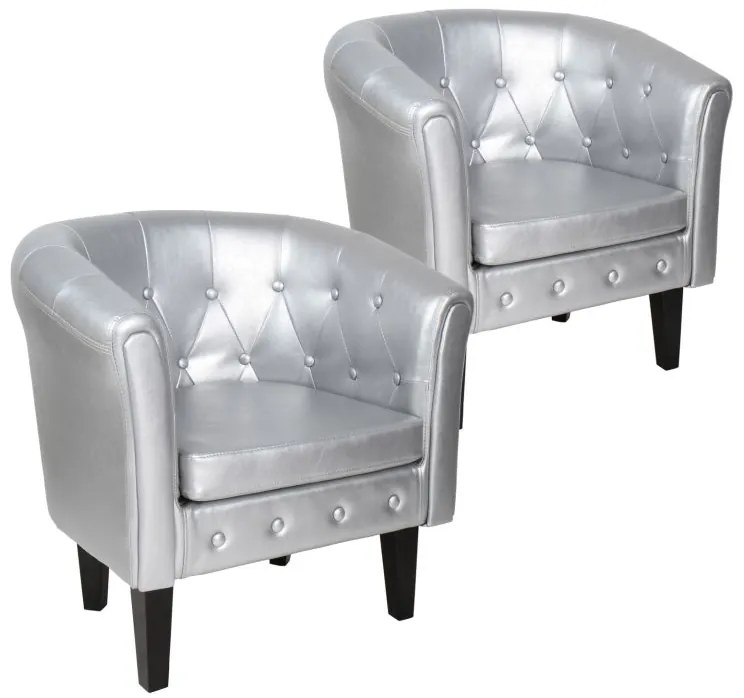 MIADOMODO Sada kresiel Chesterfield, 58x71x70 cm, strieborná