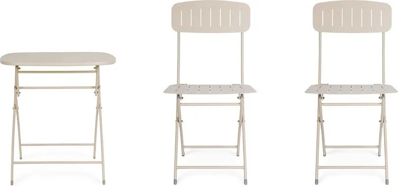 Béžová oceľová záhradná jedálenská súprava pre 2 Yvonne – Bizzotto