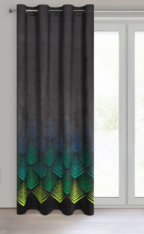 Dekorstudio Zamatový záves ANGELINA na dekoračných krúžkoch 140x250 cm - čierny