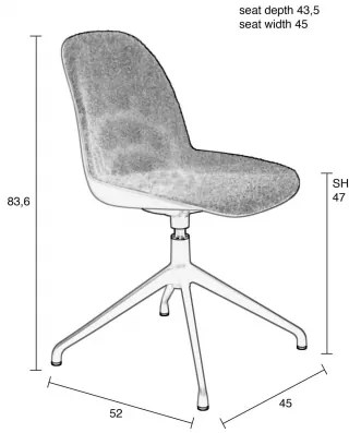 ZUIVER ALBERT KUIP SWIVEL stolička Sivá