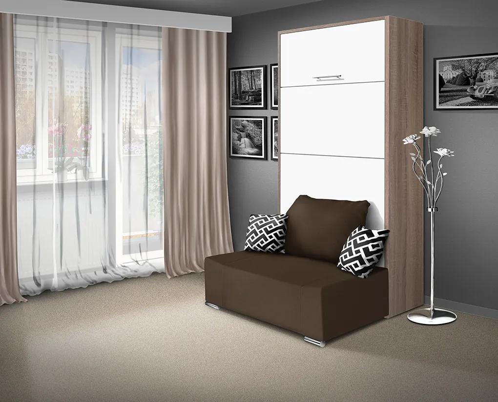 Nabytekmorava Sklápacia posteľ s pohovkou VS 21058P 200x90 farba pohovky: Sivá, Typ farebného prevedenia: Agát / dvere biele LESK