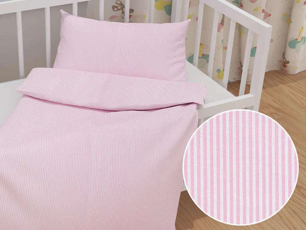 Biante Detské bavlnené posteľné obliečky do postieľky Sandra SA-255 Ružovo-biele pásiky Do postieľky 90x130 a 40x60 cm