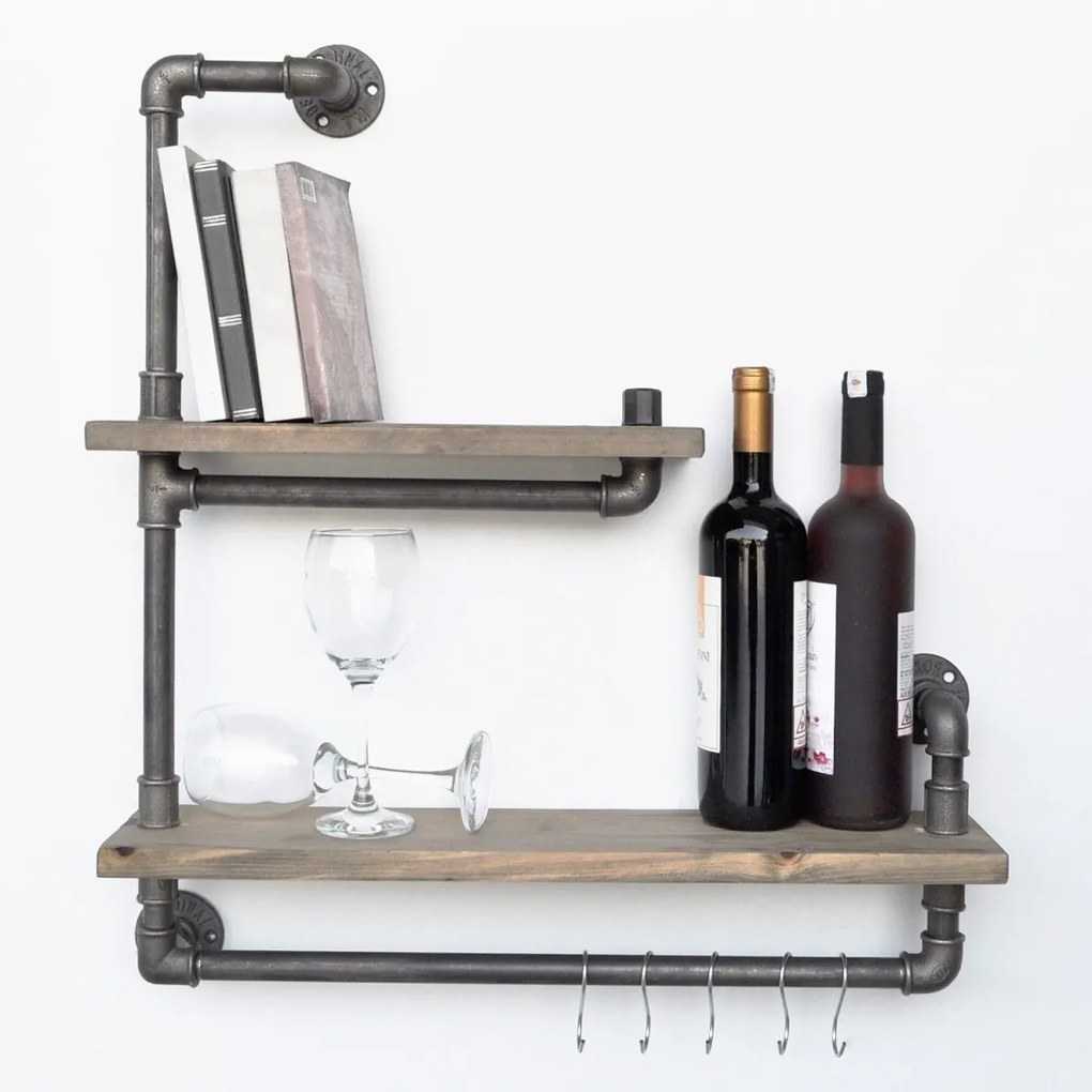 Nástenná polica BoruRaf XIX dub kláštorný/čierna