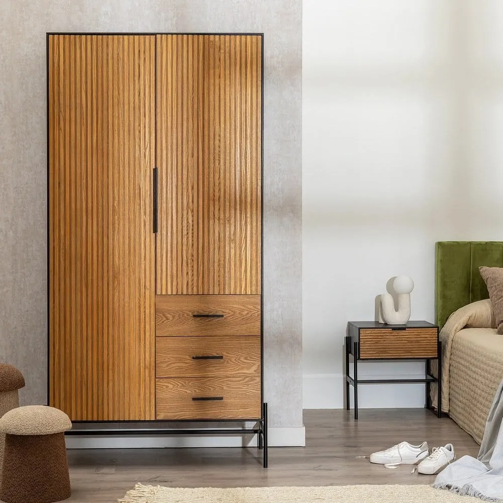 Šatníková skriňa v dekore jaseňa v prírodnej farbe 104x203 cm – Ixia