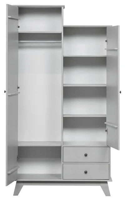 Svetlosivá detská šatníková skriňa z borovicového dreva 98x190 cm Lily – WOOOD