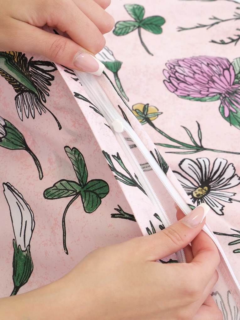 Bavlnená obliečka na vankúš Renforcé 70 × 90 cm - Herbár púdrový