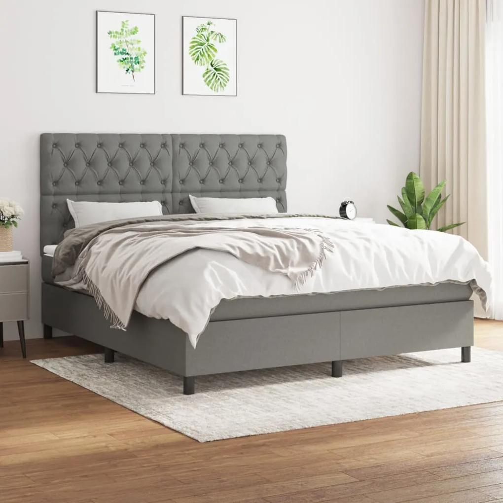 Boxspring posteľ s matracom tmavosivá 160x200 cm látka 3142026