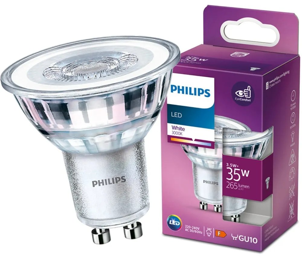 LED žiarovka GU10 3,5W = 35W 265lm 3000K Warm 36° reflektor PHILIPS