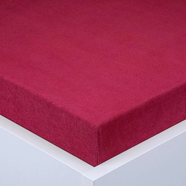 Napínacia plachta na posteľ froté EXCLUSIVE vínová 180 x 200 cm